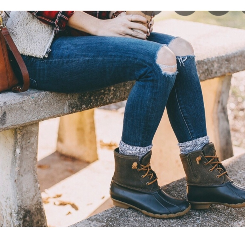 Sperry Tan / Green Leather Saltwater Duck Boots, - Picture 9 of 12